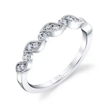 White Gold Unique Stackable Wedding Band - Roxanne