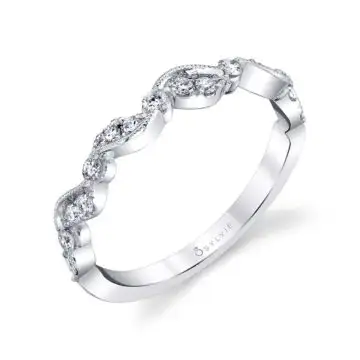 White Gold Unique Stackable Wedding Band - Nathalie