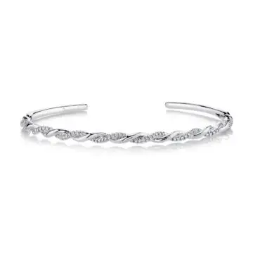 White Gold Spiral Diamond Bangle