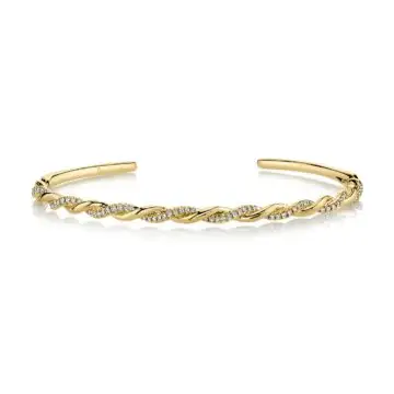 White Gold Spiral Diamond Bangle