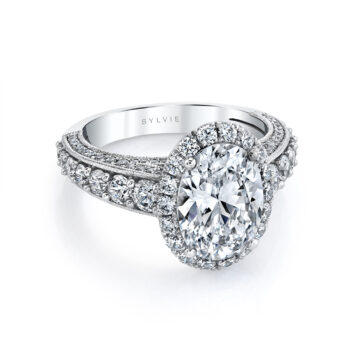 White Gold Oval Cut Engagement Ring - Josephine