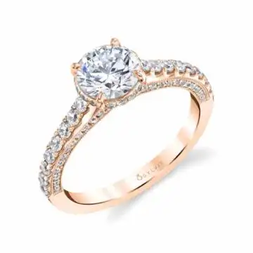 White Gold Round Cut Unique Hidden Halo Engagement Ring - Hyacinthe