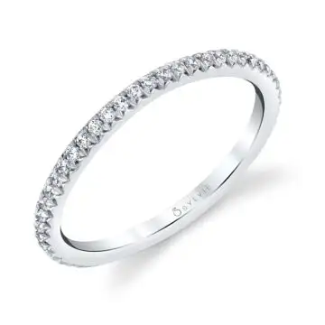 White Gold Round Cut Classic Wedding Band - Romane