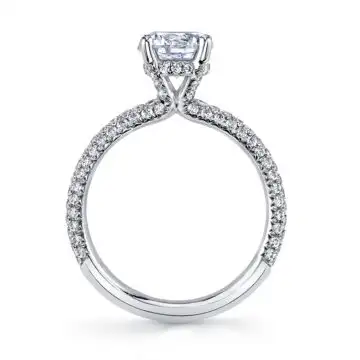 White Gold Emerald Cut Classic Pave Engagement Ring - Jayla