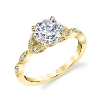 Round Cut Unique Vintage Engagement Ring - Frederique