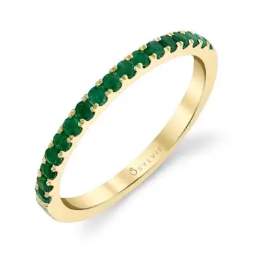 White Gold CLASSIC YELLOW GOLD EMERALD WEDDING BAND