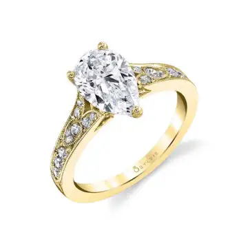 White Gold Pear Shaped Vintage Inspired Engagement Ring - Chereen