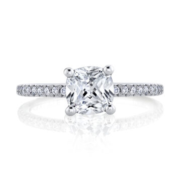 White Gold Cushion Cut Classic Engagement Ring - Adorlee