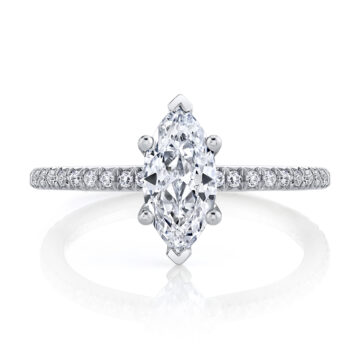 White Gold Marquise Cut Classic Engagement Ring - Adorlee