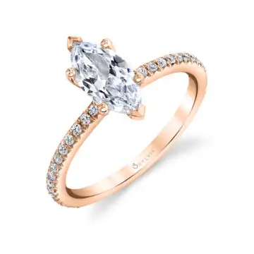 White Gold Marquise Cut Classic Engagement Ring - Adorlee