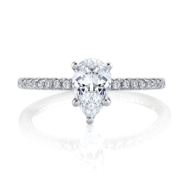 White Gold Pear Cut Classic Engagement Ring - Adorlee