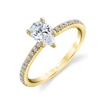 White Gold Pear Cut Classic Engagement Ring - Adorlee