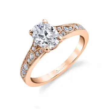 White Gold Oval Cut Vintage Inspired Engagement Ring - Chereen