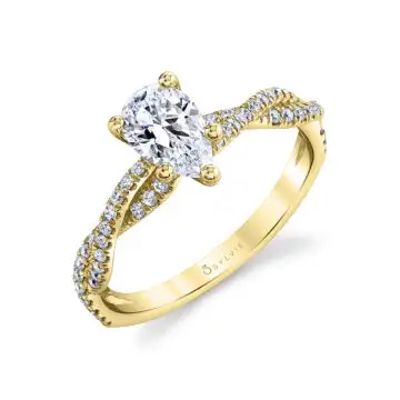 White Gold Pear Shaped Spiral Engagement Ring - Leána