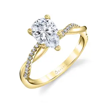 White Gold Pear Shaped Diamond Spiral Engagement Ring - Yasmine