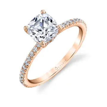 White Gold Cushion Cut Classic Engagement Ring - Maryam