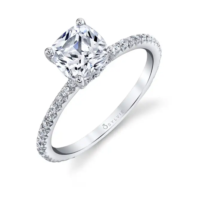 White Gold Cushion Cut Classic Engagement Ring