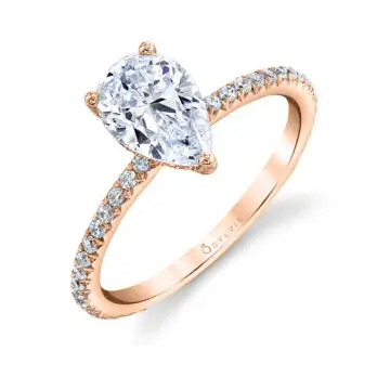 White Gold Pear Shaped Classic Engagement Ring - Maryam