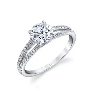 White Gold Split Shank Engagement Ring - Janine