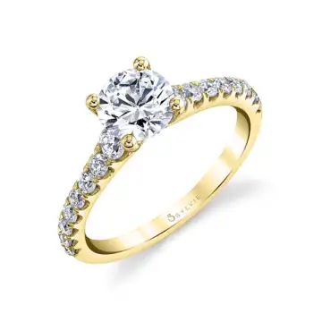 White Gold Round Cut Classic Engagement Ring - Jordane