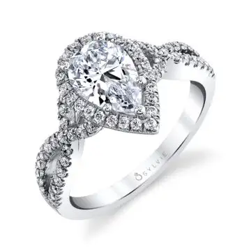 Pear Shaped Spiral Engagement Ring - Jocelina