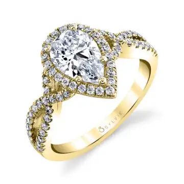 White Gold Pear Shaped Spiral Engagement Ring - Jocelina