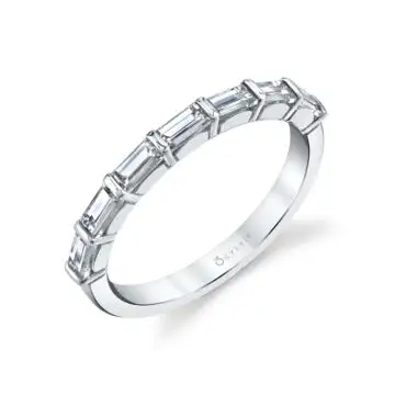 White Gold Vintage Baguette Wedding Band