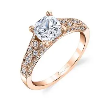 White Gold Cushion Cut Modern Vintage Engagement Ring - Destine