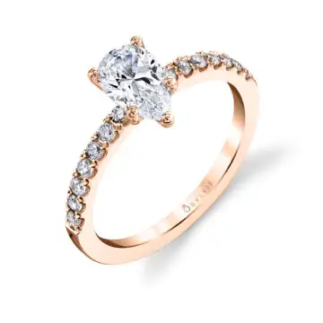 White Gold Pear Shaped Classic Engagement Ring - Celeste