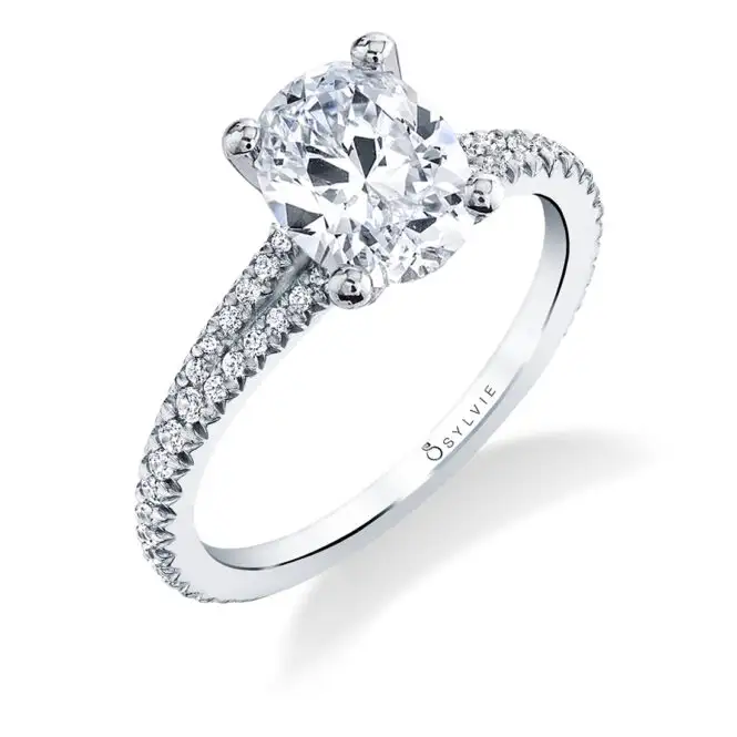 White Gold Oval Cut Classic Split Shank Engagement Ring