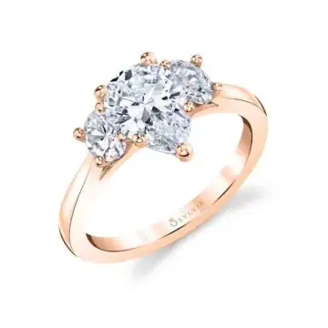 White Gold Three Stone Pear Engagement Ring - Guinevere