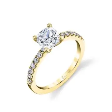 White Gold Cushion Cut Classic Engagement Ring - Celeste