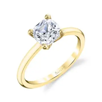 White Gold Cushion Cut Solitaire Engagement Ring - Dominique