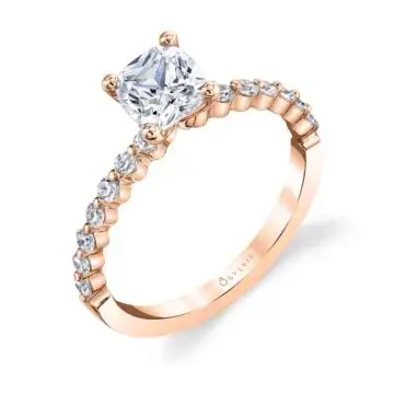 White Gold Cushion Cut Classic Engagement Ring - Athena