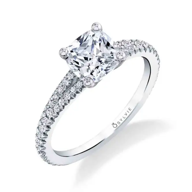 White Gold Classic Split Shank Engagement Ring Profile View