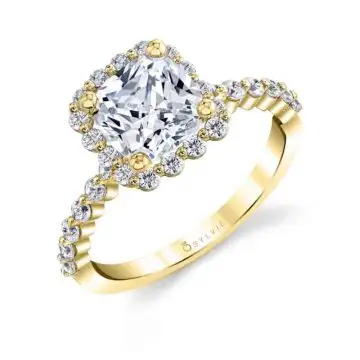 White Gold Cushion Cut Classic Halo Engagement Ring - Athena