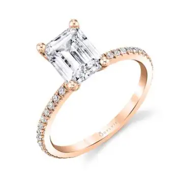 White Gold Emerald Cut Classic Engagement Ring - Adorlee