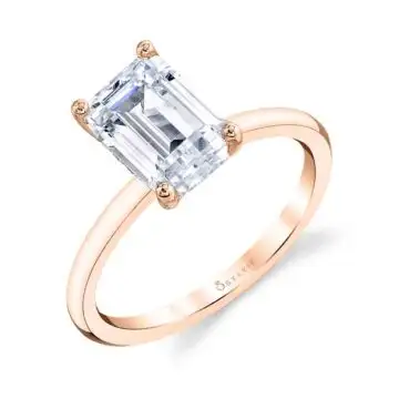 White Gold Emerald Cut Solitaire Engagement Ring - Dominique