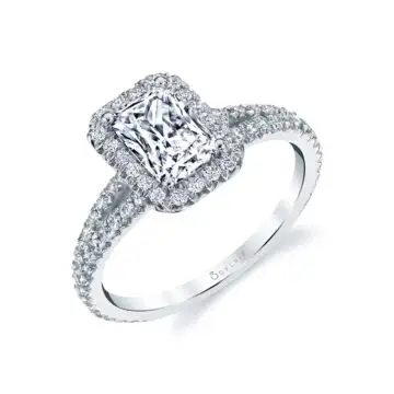 Radiant Cut Halo Engagement Ring - Genevieve