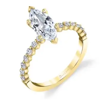 White Gold Marquise Cut Classic Engagement Ring - Athena