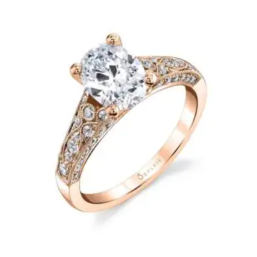 White Gold Oval Cut Modern Vintage Engagement Ring - Destine