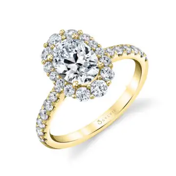 White Gold Oval Cut Halo Engagement Ring - Jillian