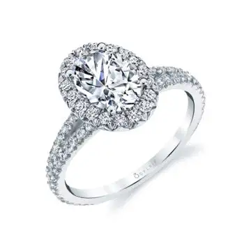 Oval Halo Engagement Ring - Genevieve