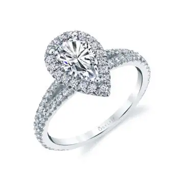 Pear Shaped Halo Engagement Ring - Genevieve