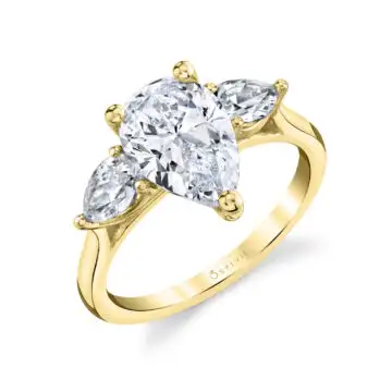 White Gold Pear Shaped 1.5 Ct Three Stone Engagement Ring - Martine