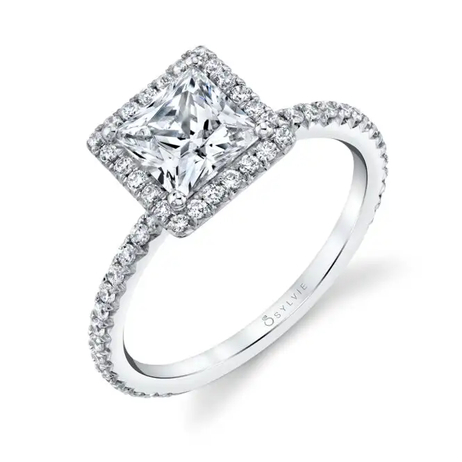 princess cut halo engagement ring