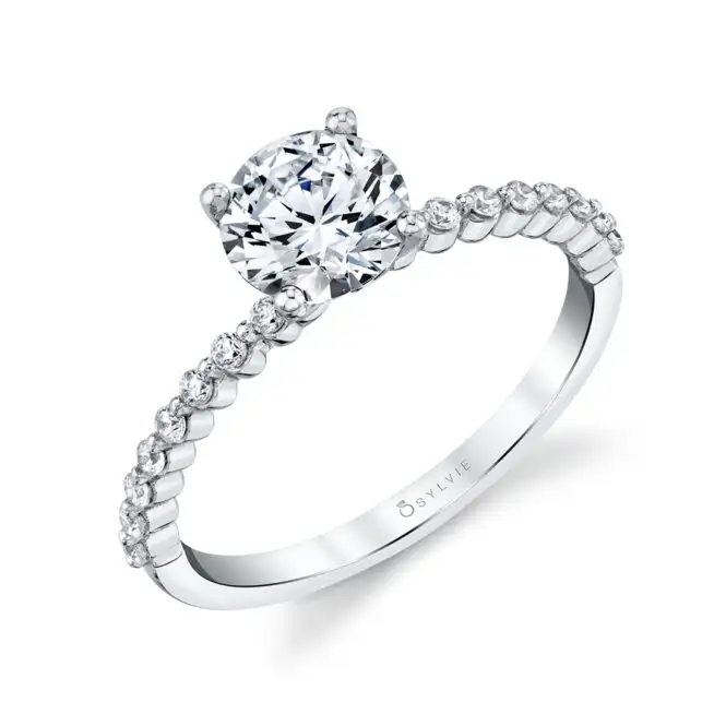 Round Cut Classic White Gold Solitaire Engagement Ring - Estelle