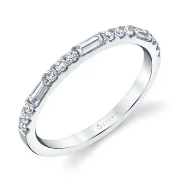 White Gold Vintage Baguette Wedding Band