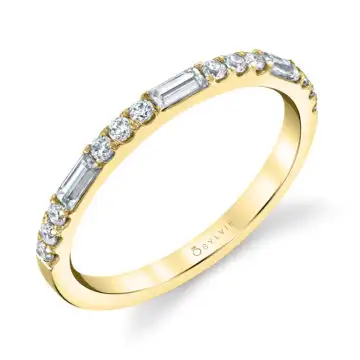 White Gold Vintage Baguette Wedding Band