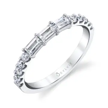 White Gold Stackable Baguette Wedding Band